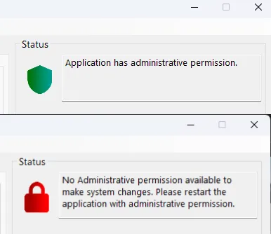 WinDecluttered with and without admin permission.